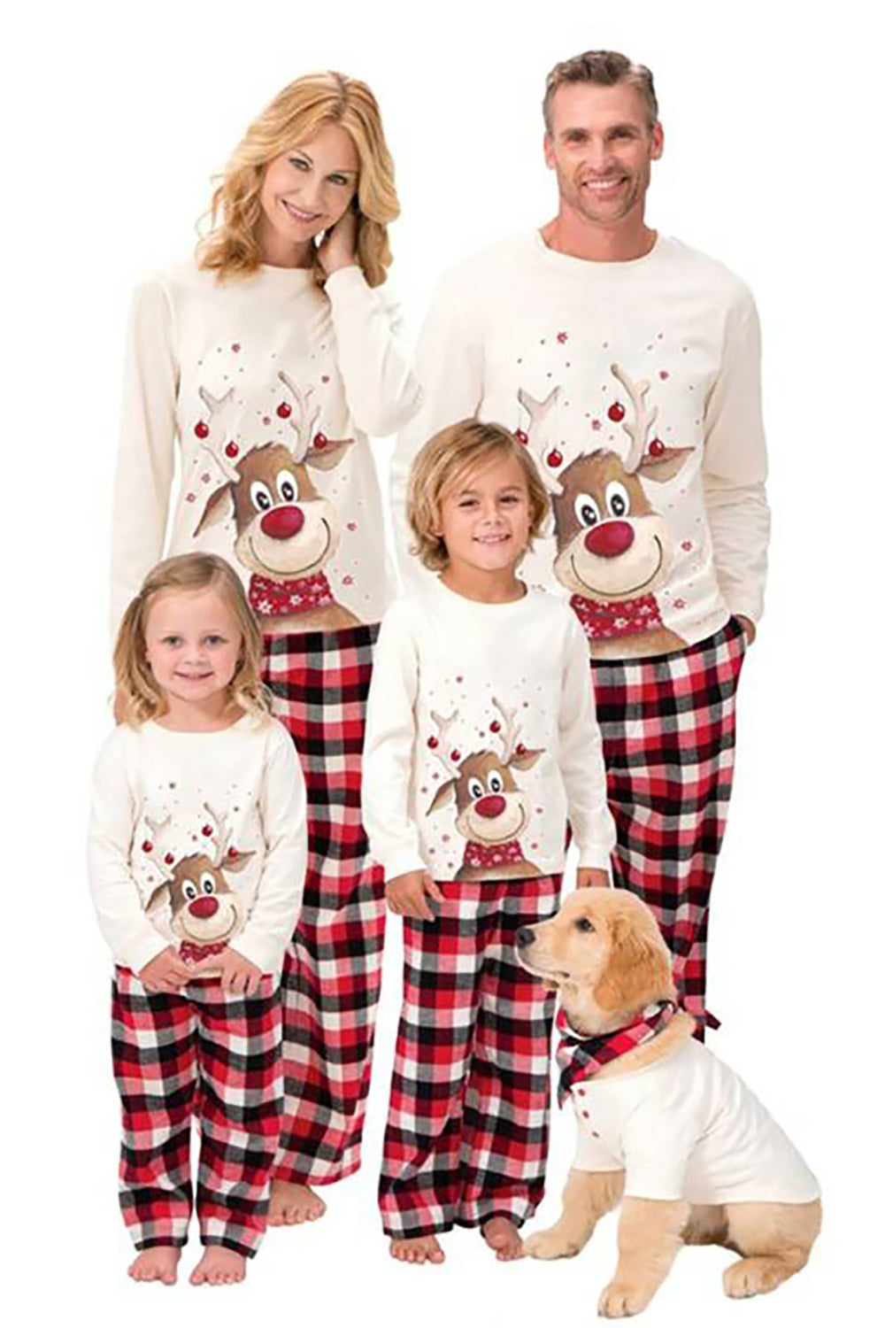 Christmas White Deer Family Matching Pajamas Set (Not Included Dog pajamas)