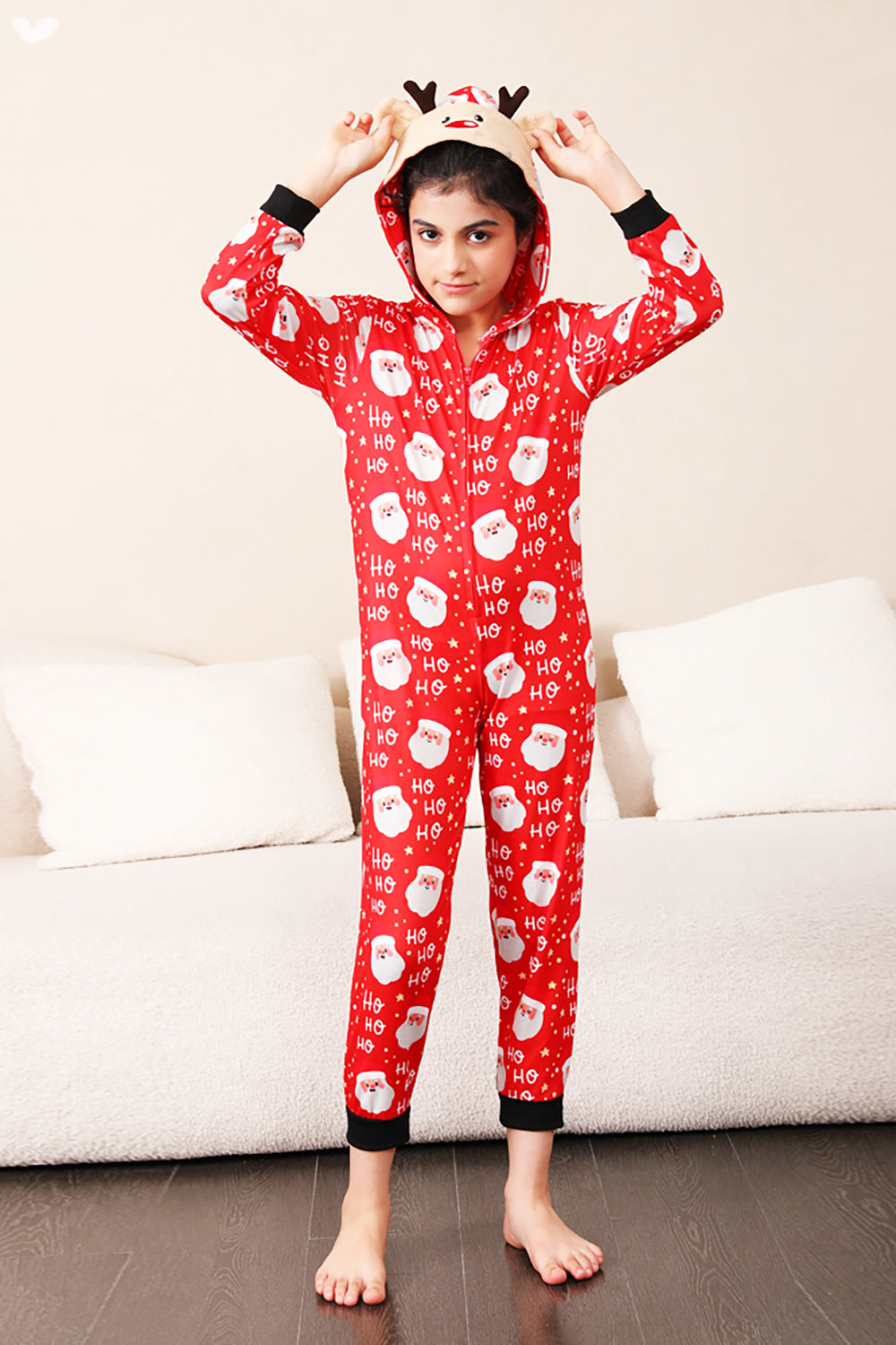 Family Red Christmas Claus Print Pajamas