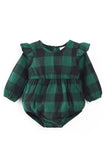 Family Matching Outfits Dark Green Plaid Bowknot Dresses and Long Sleeves T-Shirt