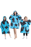 Black Dinosaur Family Matching Flannel Halloween Oversize Wearable Hoodie Blanket Sweatshirt