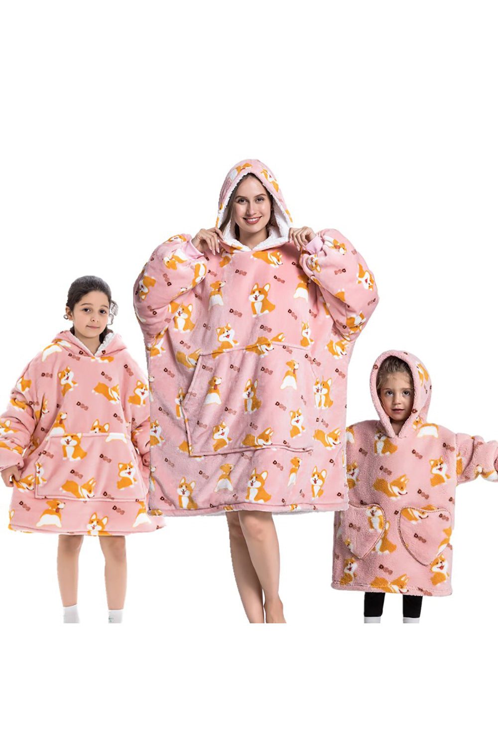 Black Dinosaur Family Matching Flannel Halloween Oversize Wearable Hoodie Blanket Sweatshirt