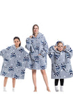 Black Dinosaur Family Matching Flannel Halloween Oversize Wearable Hoodie Blanket Sweatshirt