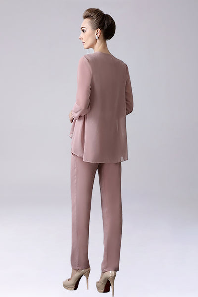  Women's Classic Hot Pink 2 Pieces Bride Mother Chiffon Long  Coat Pants Set-US 18W : Clothing, Shoes & Jewelry