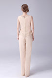 Champagne Long Coat 3 Pieces Mother of the Bride Pant Suits