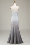 Sparkly Grey Mermaid Prom Dress with Pleated