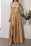 Satin Long Prom Party Dress With Slit