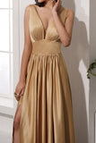Satin Long Prom Party Dress With Slit