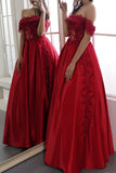 Red Off the Shoulder Long Prom Dress