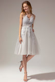 Silver Lace Homecoming Dress Appliques