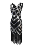 Silver Sequins 1920s Fringe Flapper Dress