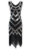 Silver Sequins 1920s Fringe Flapper Dress