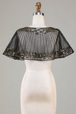 Black Beaded Glitter 1920s Cape for Women