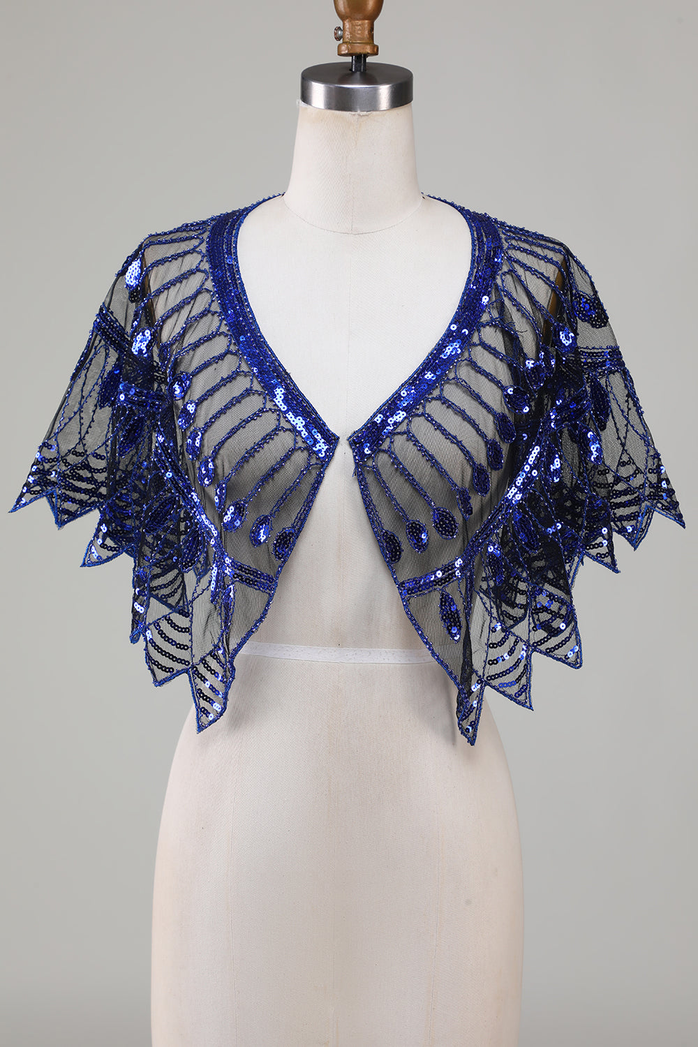 Glitter Black Sequins 1920s Cape with Beading