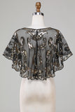 Black Glitter Sequins 1920s Cape