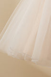 Champagne Beaded Tulle Flower Girl Dress