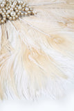 Ivory Pearls 1920s Fan with Feathers