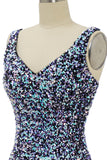 Black Sequin Fitted Homecoming Dress