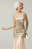 Champagne 1920s Flapper Glitter Dresses