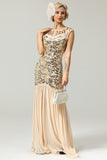 Champagne 1920s Flapper Glitter Dresses