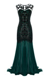 Dark Green 1920s Sequined Flapper Dress