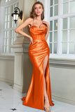 Fuchsia Mermaid Spaghetti Straps Long Prom Dress With Slit