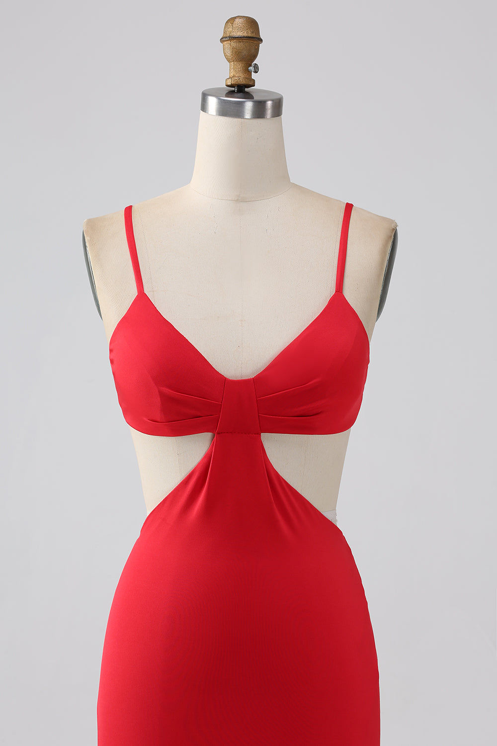 Spaghetti Straps Mermaid Backless Red Long Prom Dress