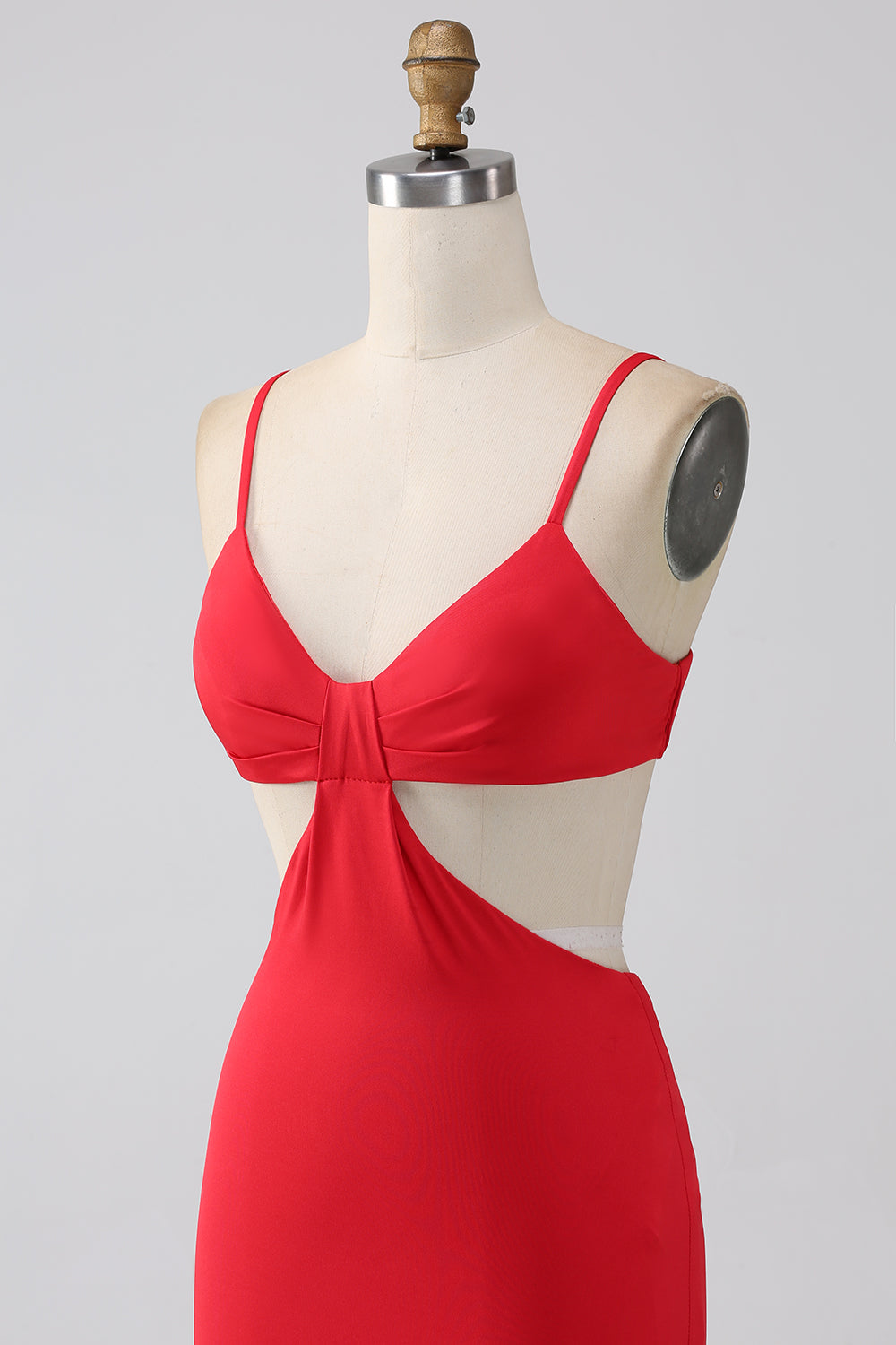 Spaghetti Straps Mermaid Backless Red Long Prom Dress