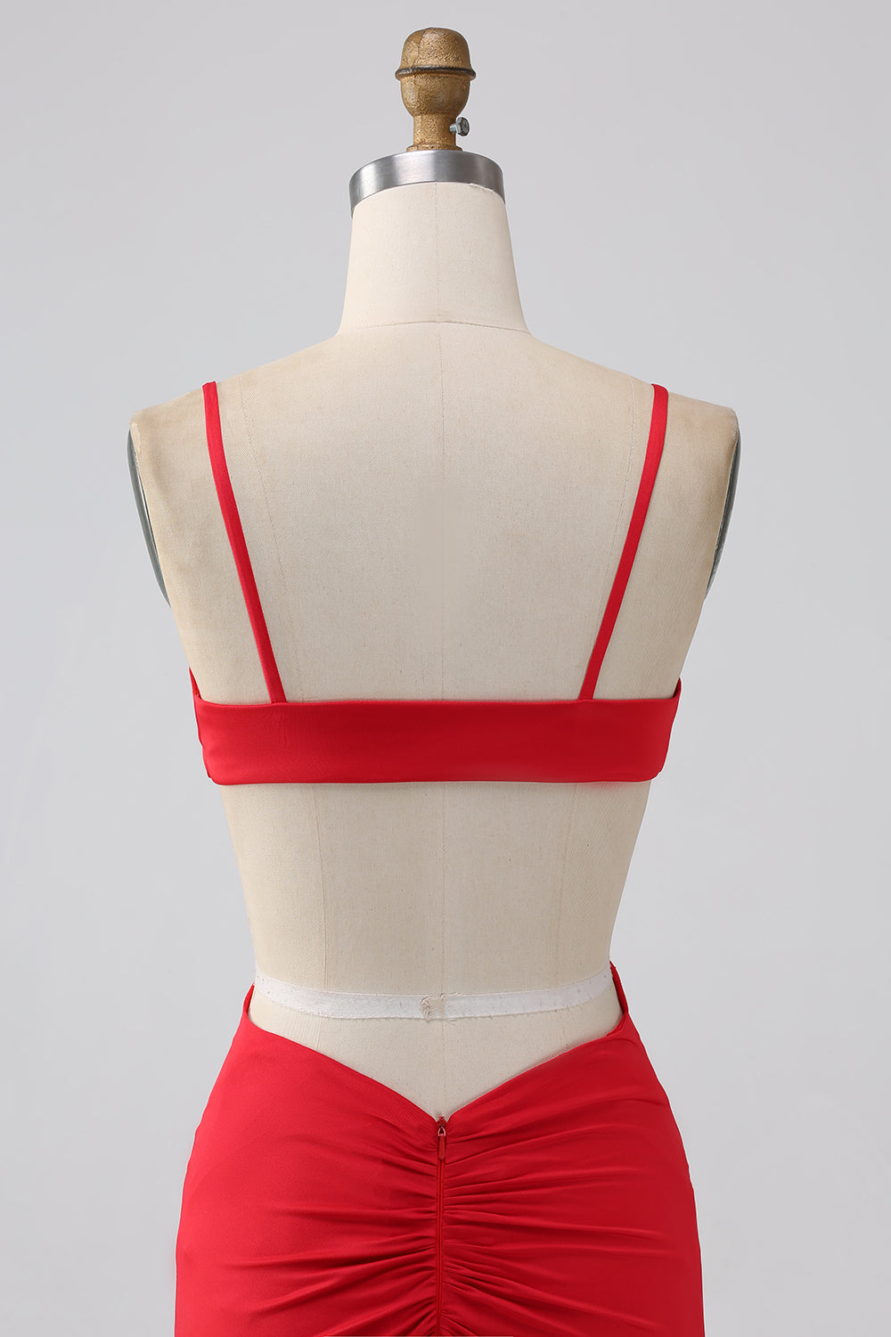 Spaghetti Straps Mermaid Backless Red Long Prom Dress