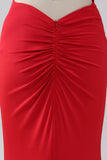 Spaghetti Straps Mermaid Backless Red Long Prom Dress