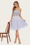 Grey Beaded Short Homecoming Dress