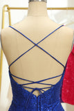 Blue Sequins Tight Backless Short Homecoming Dress