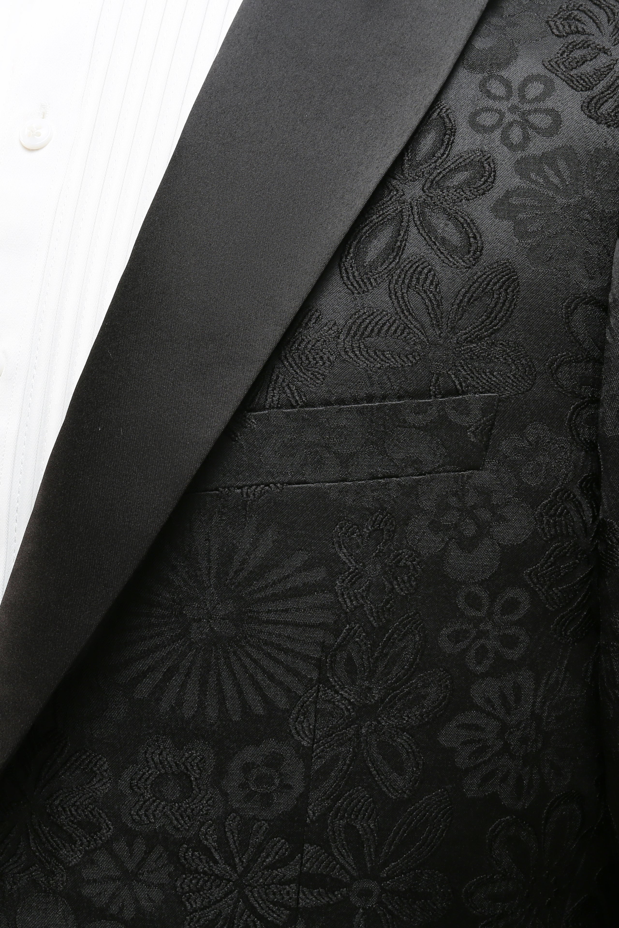 Peak Lapel Dark Blue Jacquard Men's Prom Wedding Party Suits