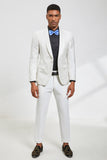White Jacquard Shawl Lapel 2 Piece Prom Homecoming Suits