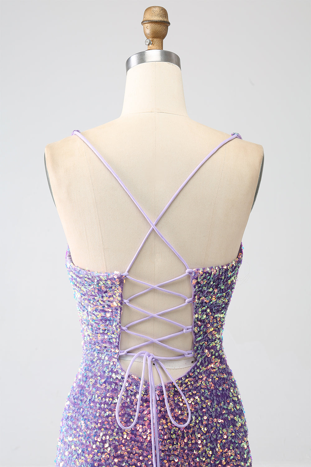Sparkly Mermaid Light Purple Sequins Evening Dress with Slit