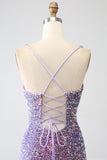 Sparkly Mermaid Light Purple Sequins Evening Dress with Slit