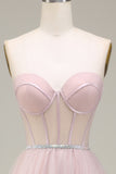 Tulle Sweetheart Light Pink Prom Dress with Corset