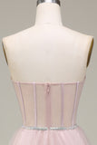 Tulle Sweetheart Light Pink Prom Dress with Corset