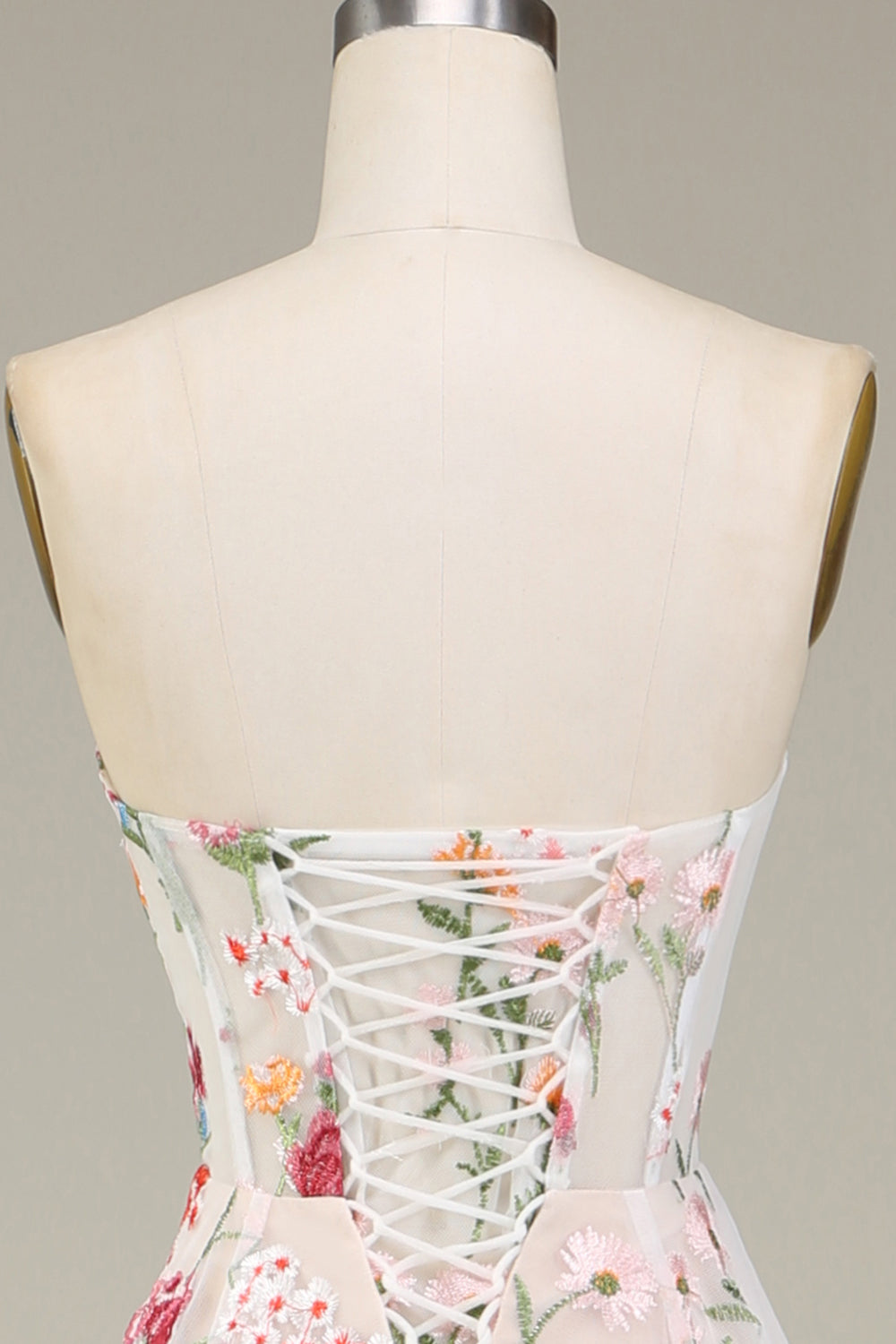 A-Line Sweetheart Corset Long Prom Dress With Flower