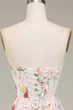 A-Line Sweetheart Corset Long Prom Dress With Flower