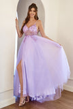 Purple Beading Tulle Prom Dress