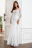 Mermaid White Mother Dress Long Sleeves