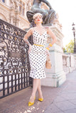 Yellow Mermaid Spaghetti Straps White Polka Dots Dress