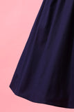 Navy Blue Patchwork V Neck Casual Wrap Dress