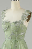 Green Corset Long Tulle Prom Dress with 3D Butterflies