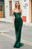 Dark Green Mermaid Off The Shoulder Prom Dress with Ruffles