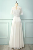 White A-line Formal Prom Dress With Lace