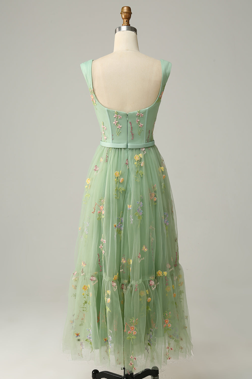 Princess A Line Champagne Long Prom Dress with Embroidery