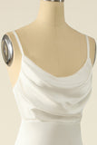 Ivory Satin Simple Prom Dress