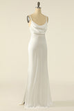 Ivory Satin Simple Prom Dress