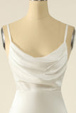Ivory Satin Simple Prom Dress